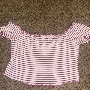 red & white stripped crop top